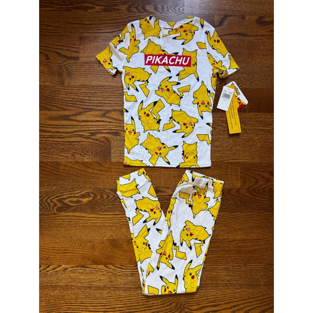 Pokémon Pikachu Kids Pajama Set Size 10 100% Cotton All Over Print PJs NWT